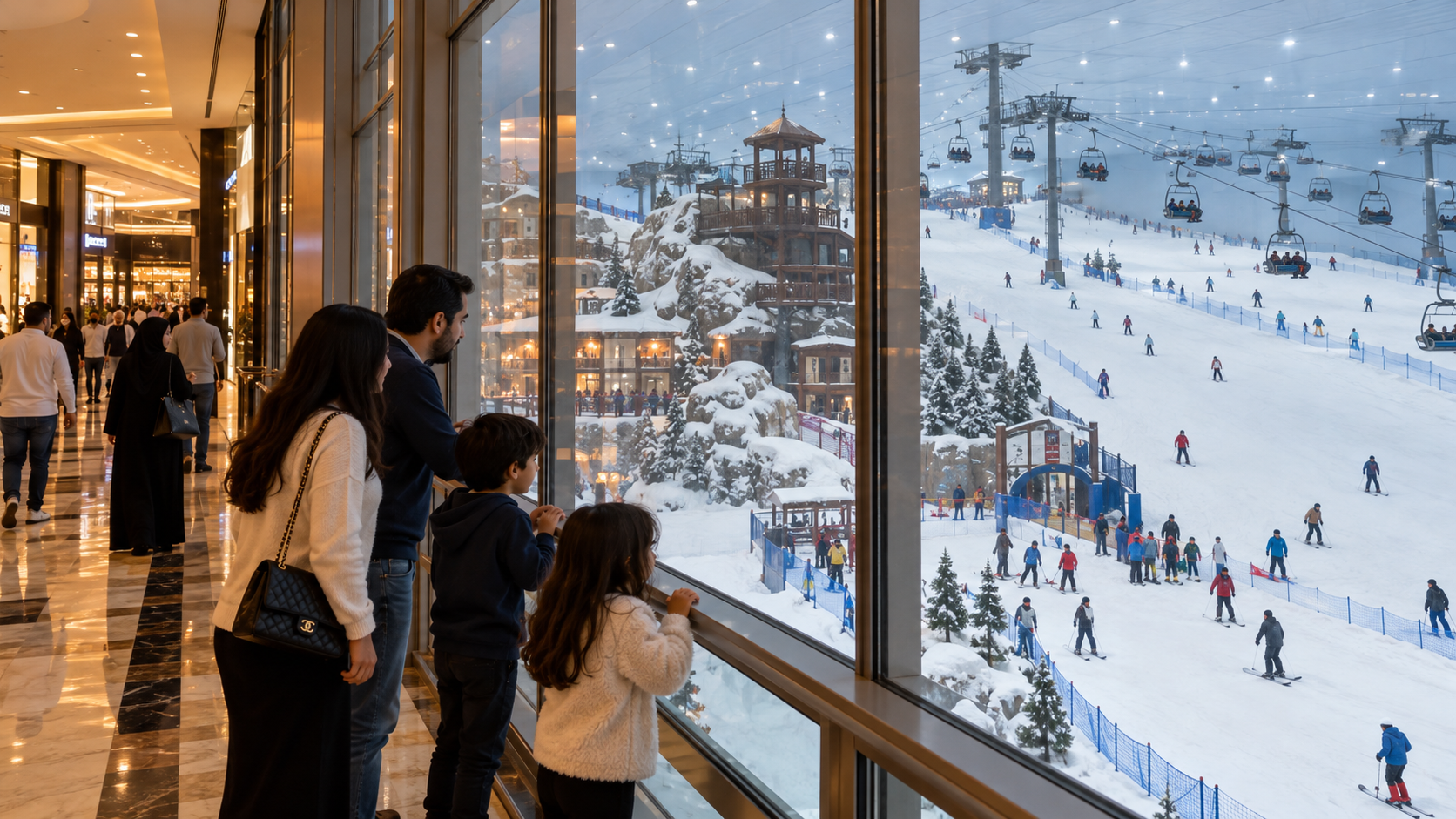 המחשה של מבט אל Ski Dubai מתוך קניון